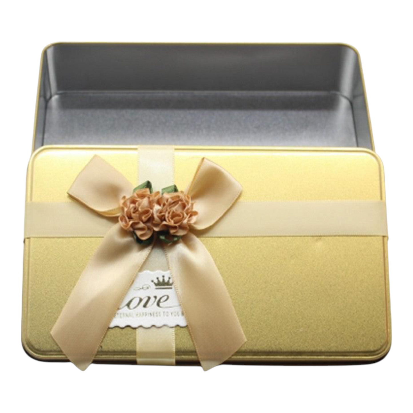 Gold Rectangle Empty Decorative Tin Box | Gift Box | Chocolate Box | Sweet Box | Jewellery Box | Luxury Box | Pack of 4