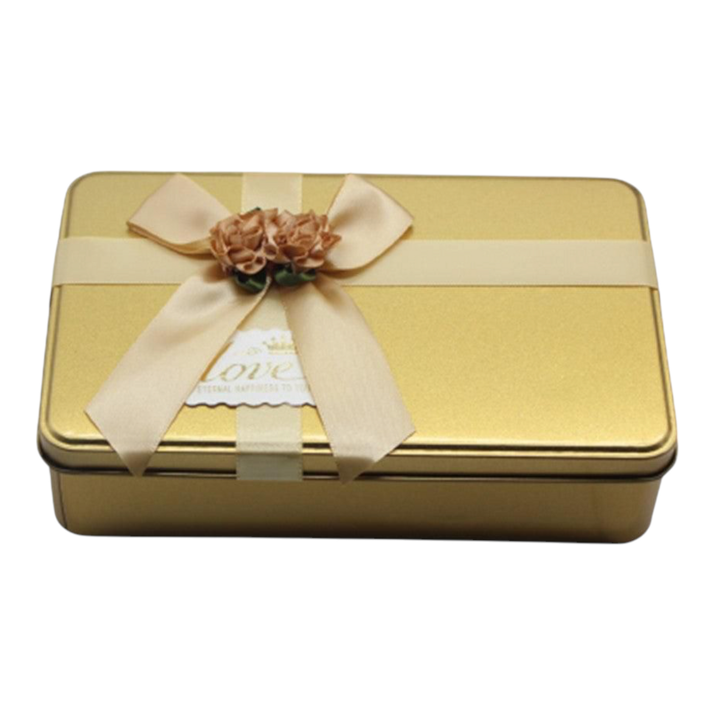 Gold Rectangle Empty Decorative Tin Box | Gift Box | Chocolate Box | Sweet Box | Jewellery Box | Luxury Box | Pack of 4
