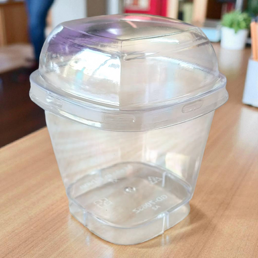 Plastic Clear Dessert Cup| Mousse Glass| With Lid Square Glass !10 PC's pack| 150 ml #3