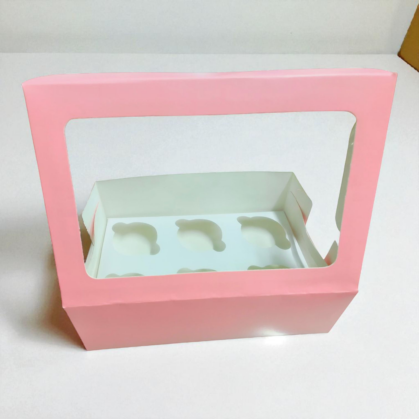 CUP CAKE BOX 6P SIZE 9*6.75*3.5 PASTLE PINK COLOR -10 PCS PACK