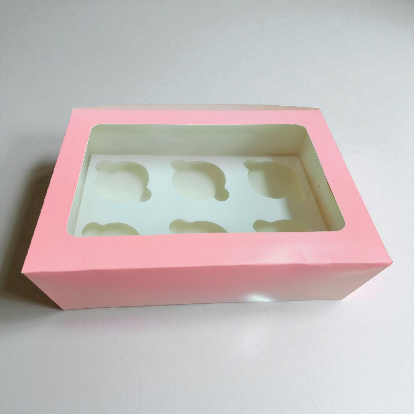 CUP CAKE BOX 6P SIZE 9*6.75*3.5 PASTLE PINK COLOR -10 PCS PACK