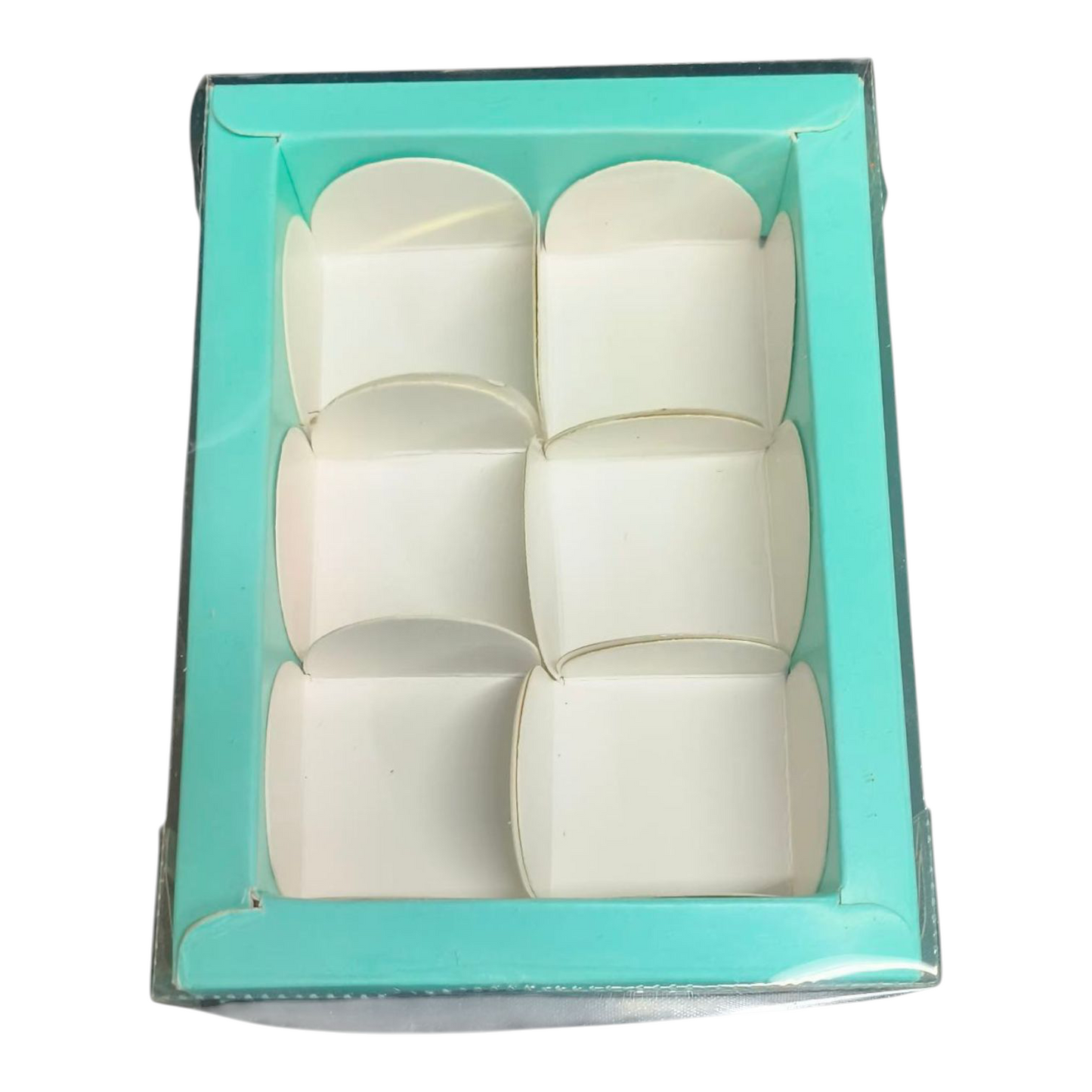 6 Cavity Chocolate Box| Transparent Top| Mint Green| 10 PC's pack