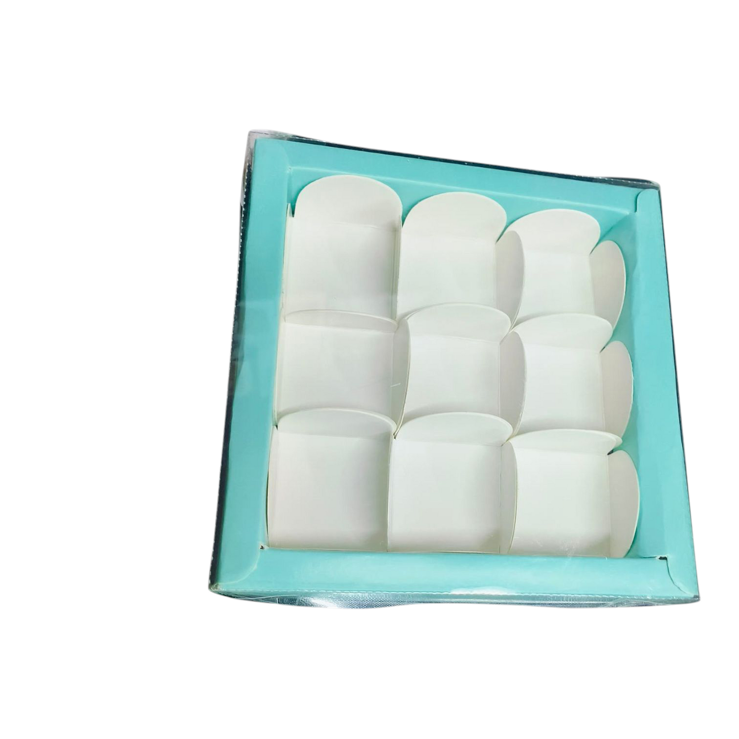 9 Cavity Chocolate Box| Transparent Top| Mint Green| 10 PC's pack