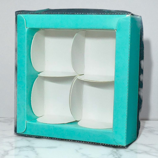 4 Cavity Chocolate Box| Transparent Top| Mint Green | 10 PC's pack