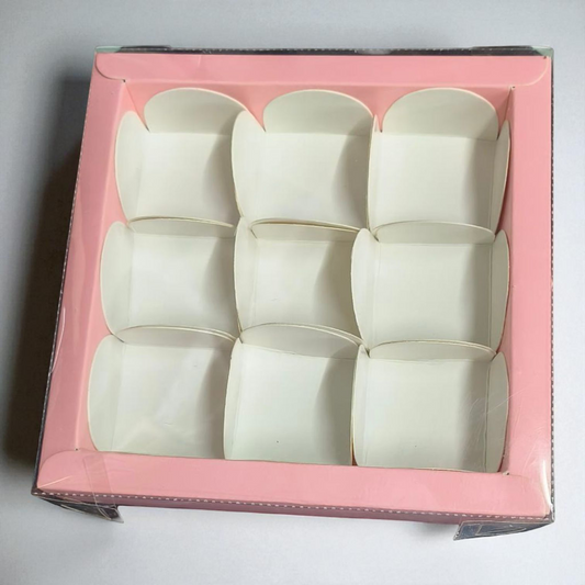 9 Cavity Chocolate Box| Transparent Top| Pastle Pink | 10 PC's pack