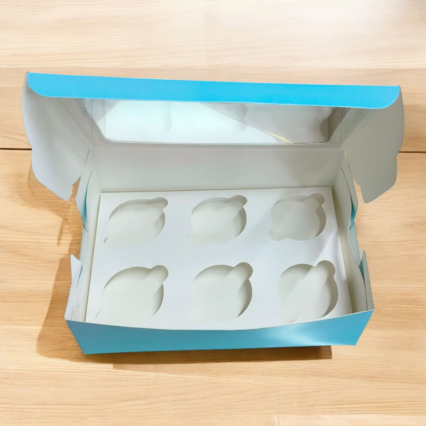 6 Cup Cake / Muffin Box Floral Red Rose -10×6.75×3.5 inch- 10 PC's pack