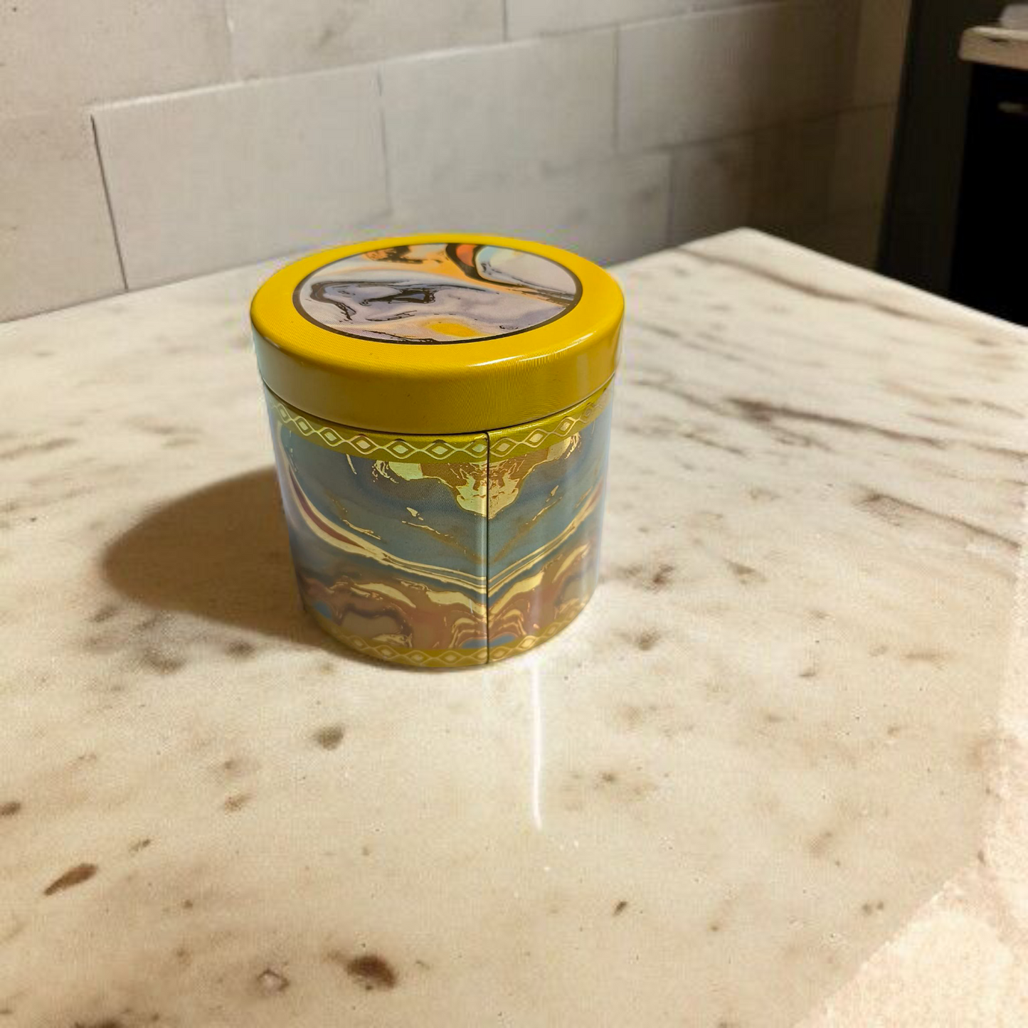 Cookie/ Dry Fruits Tin Container Small yellow