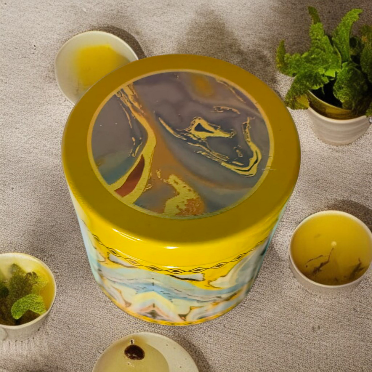 Cookie/ Dry Fruits Tin Container Small yellow
