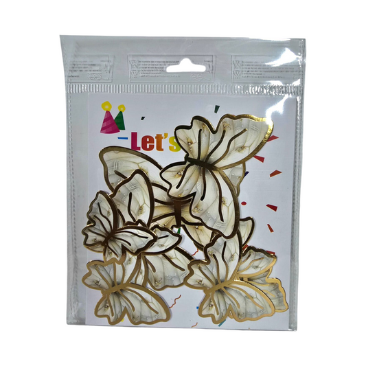 Paper Butterfly White Marble Gold Shase ,10 PC's pack
