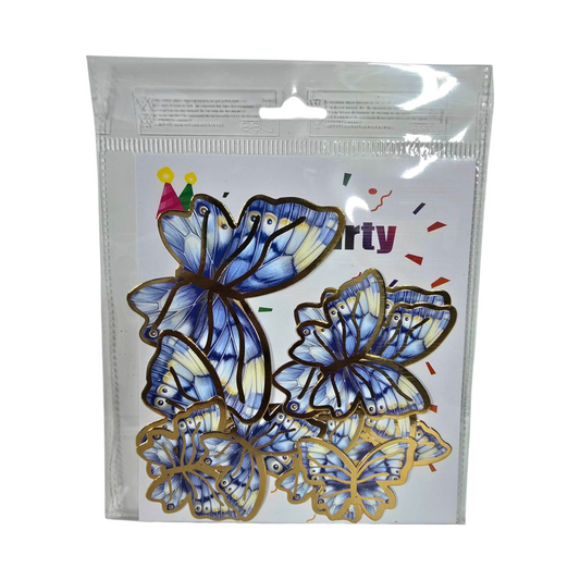 PAPER BUTTERFLY DESIGN BLUE GOLDEN SHADE| 10 PC'S PACK