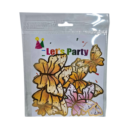 Paper Butterfly Orange Yellow Golden Shade, 10 pcs pack