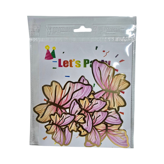 Paper Butterfly Pink Yellow Golden Lining| 10 pcs pack