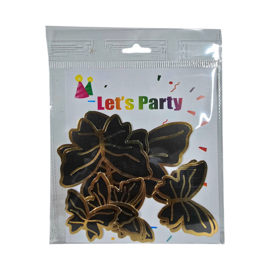 Paper Butterfly Black Golden lining, 10 PC's pack