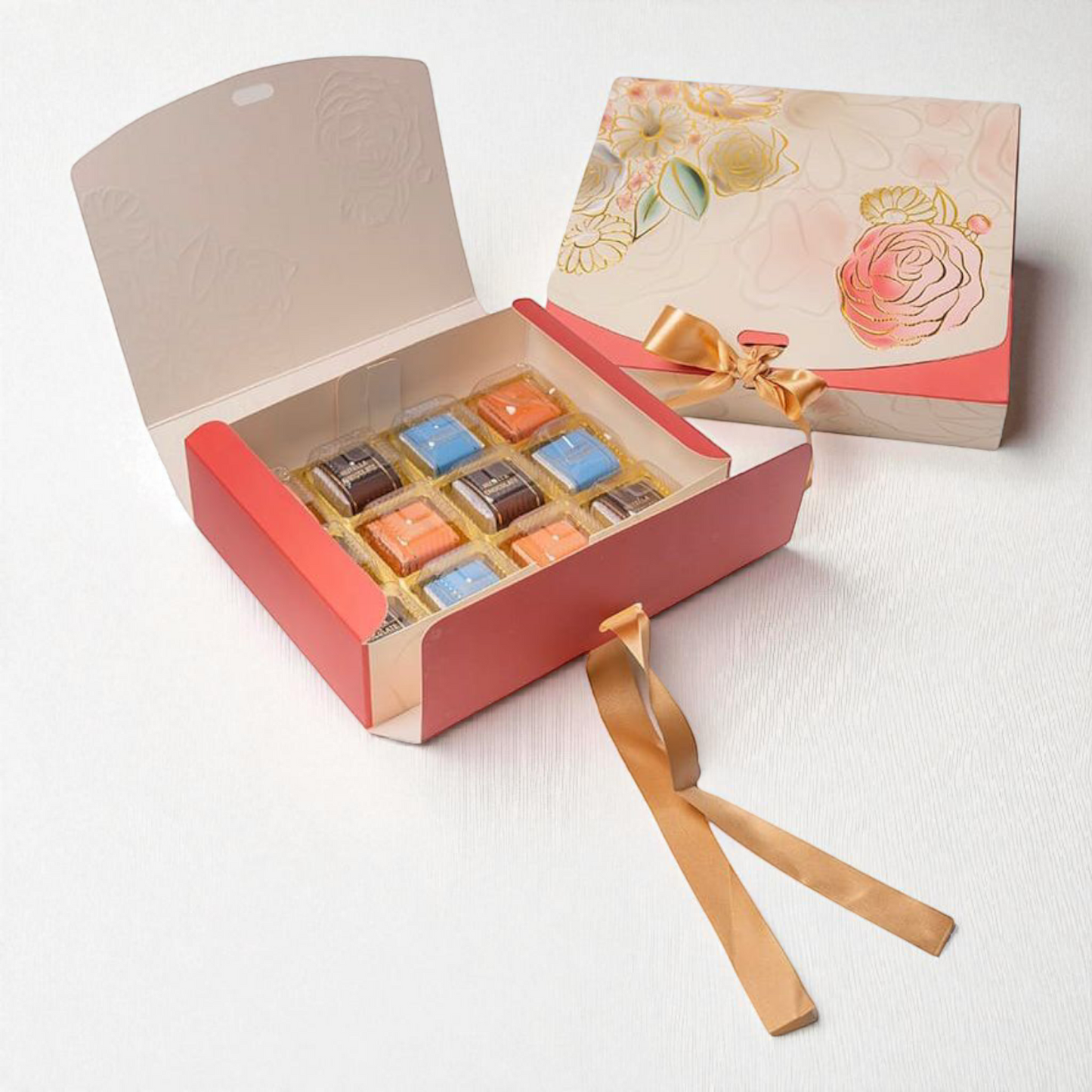 Ribbon Hamper Box | Champagen Meadow | Size 9*7*3 inch | Pack of 10 PC's