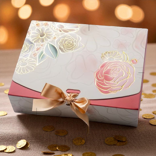 Ribbon Hamper Box | Champagen Meadow | Size 9*7*3 inch | Pack of 10 PC's