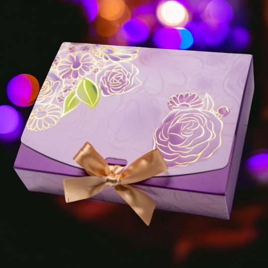 Ribbon Hamper Box | Lilac Whispers| Size 9*7*3 inch | Pack of 10 PC's
