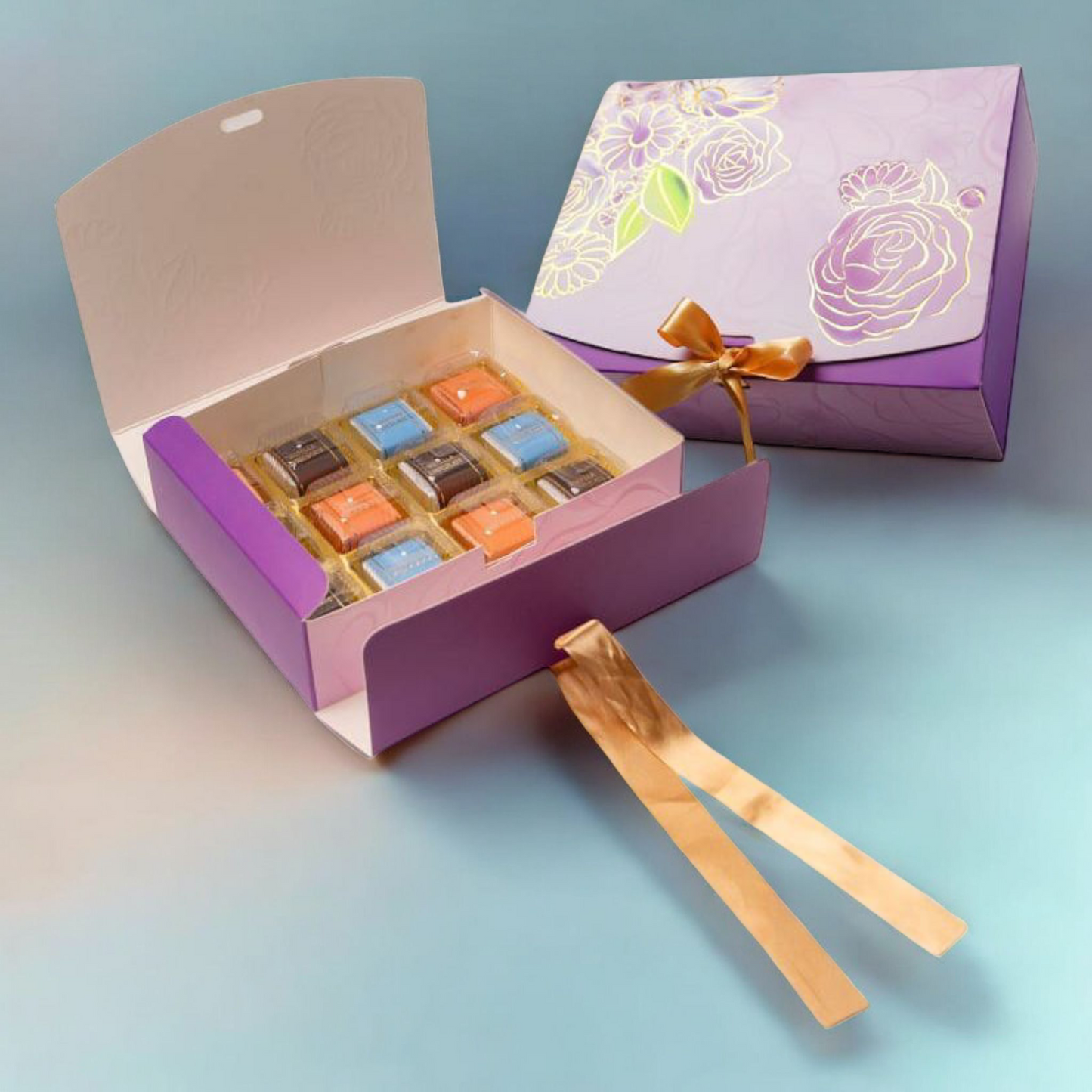Ribbon Hamper Box | Lilac Whispers| Size 9*7*3 inch | Pack of 10 PC's