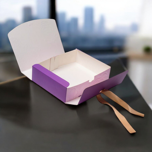Ribbon Hamper Box | Lilac Whispers| Size 9*7*3 inch | Pack of 10 PC's
