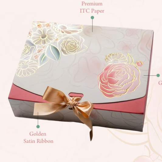 Ribbon Hamper Box | Champagen Meadow | Size 9*7*3 inch | Pack of 10 PC's