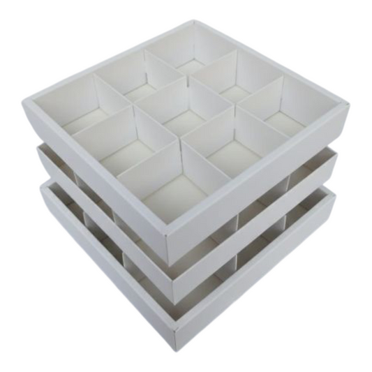 Brownie Box Partition 9 Pcs White- Size 9×9×2 |10 PC's pack
