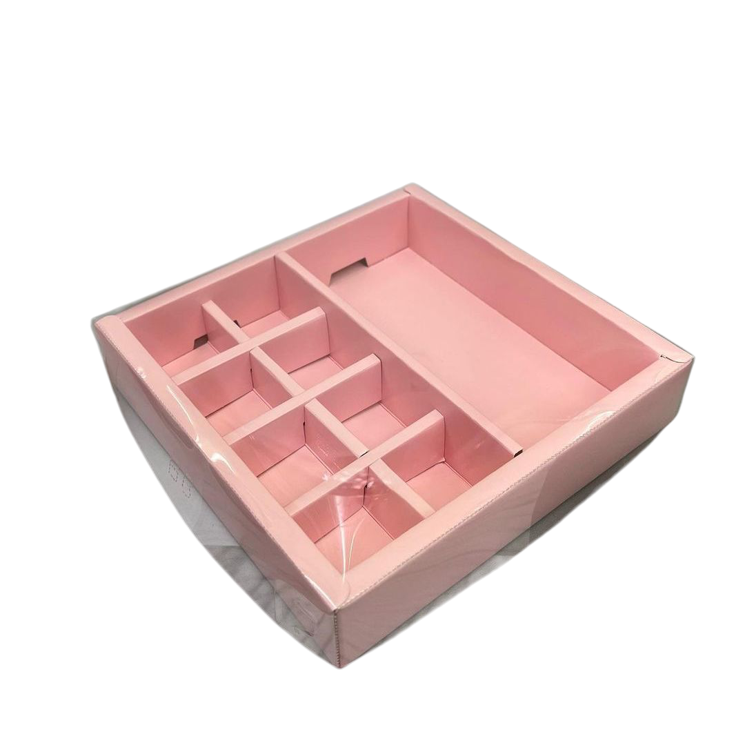 HAMPER BOX 8 CAVITY CHOCOLATE + BAR CHOCOLATE | PASTEL PINK| 10 PCS PACK
