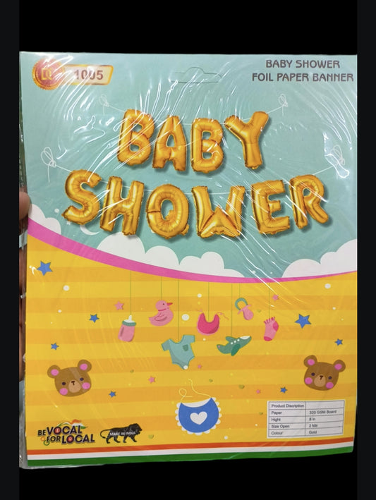 BABY SHOWER PAPER BANNER GOLDEN