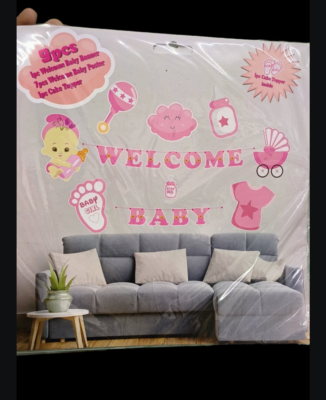 WELCOME BABY PAPER SET PINK