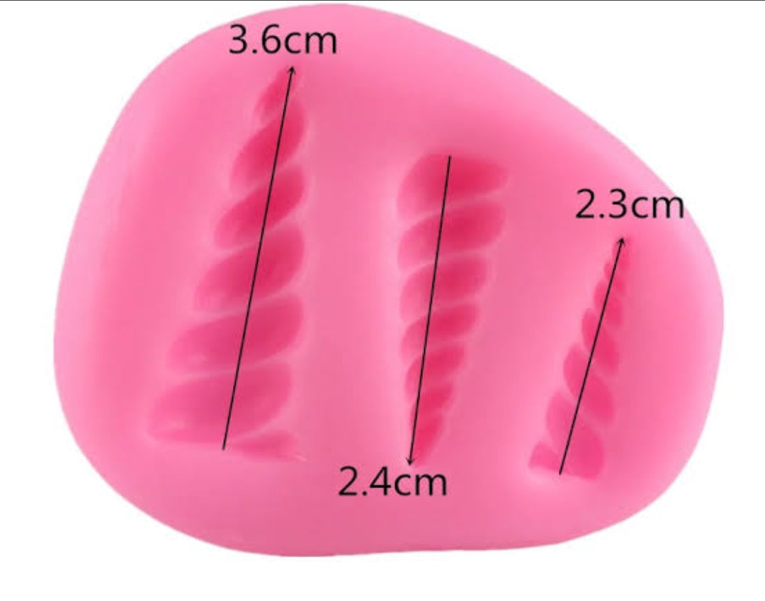 SILICON FONDANT UNICORN HEAD HORN MOULD #22