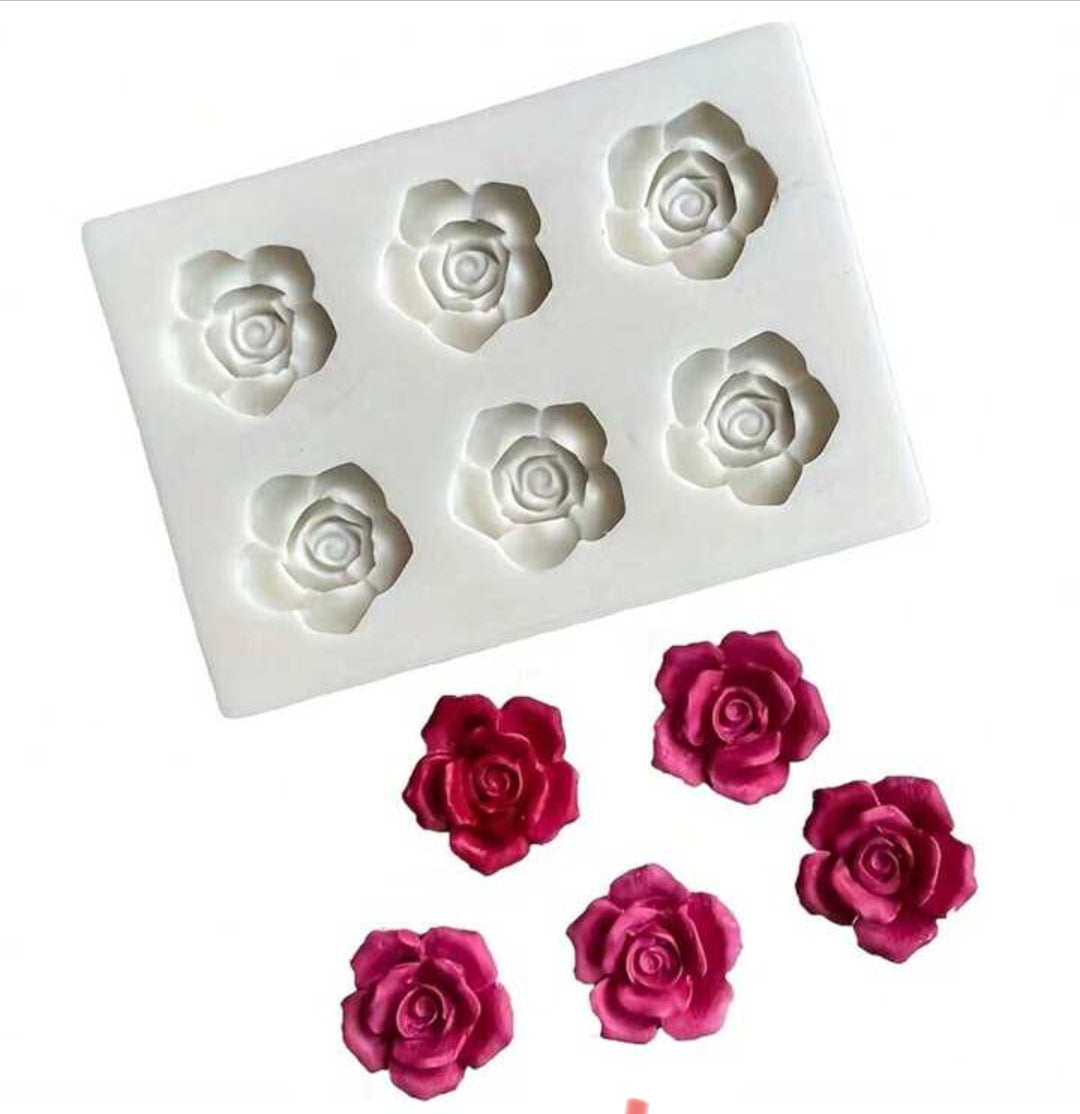 SILICON FONDANT 6 CAVITY MINI ROSE MOULD