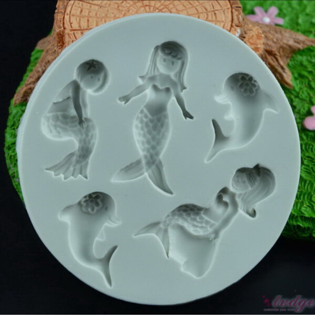 SILICON FONDANT 5 CAVITY SEA MERMAID MOULD #69