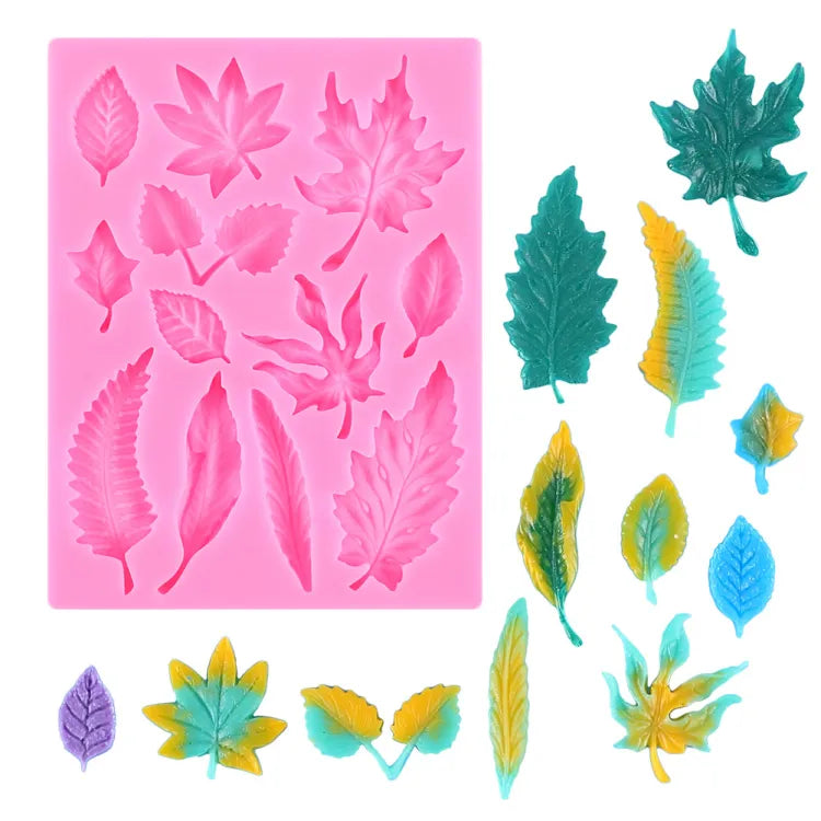 SILICON FONDANT ASSORTED FLOWER & LEAF MOULD #43