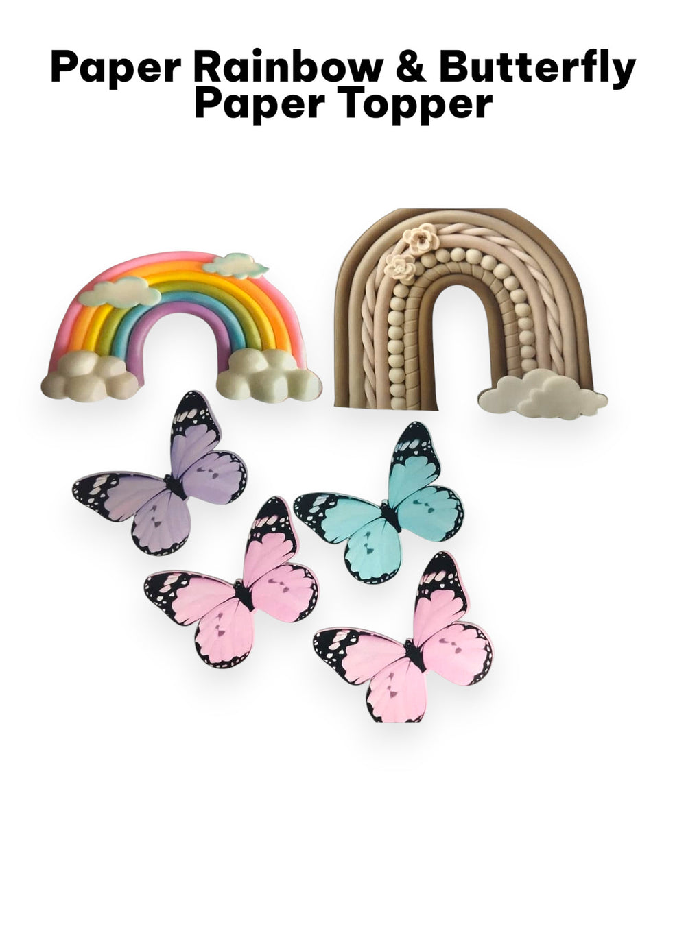 Paper Rainbow Topper Sets with Butterflies | Pack Of 6 pcs #Design 5
