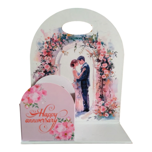 Happy Anniversary Foldable Cake & Flower Hamper Design -2
