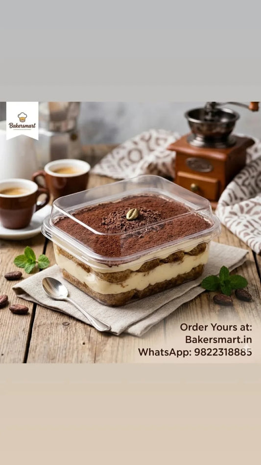 Plastic Clear Dessert Tub With Lid |10 PC's pack| 450 ml