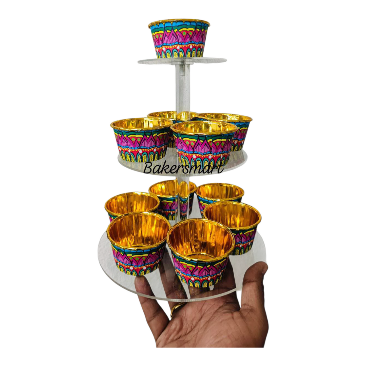 3 Tier Round Acrylic Cake Spacer | Layered Spacer | Dessert Display Stand | Top-4", Middle 6" , Bottom 8"
