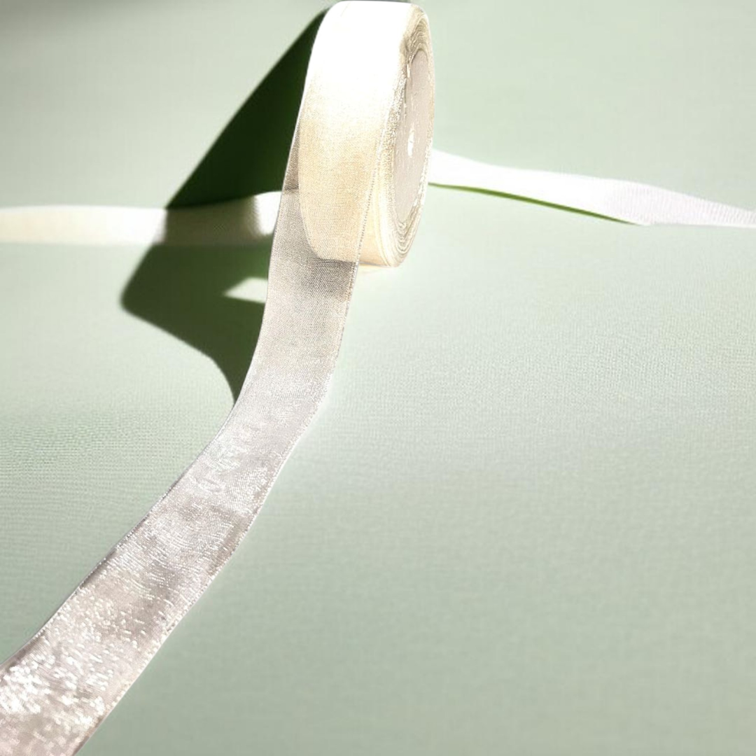 Premium organza Ribbon | size- 25 mm-| Length -30 mtr|White