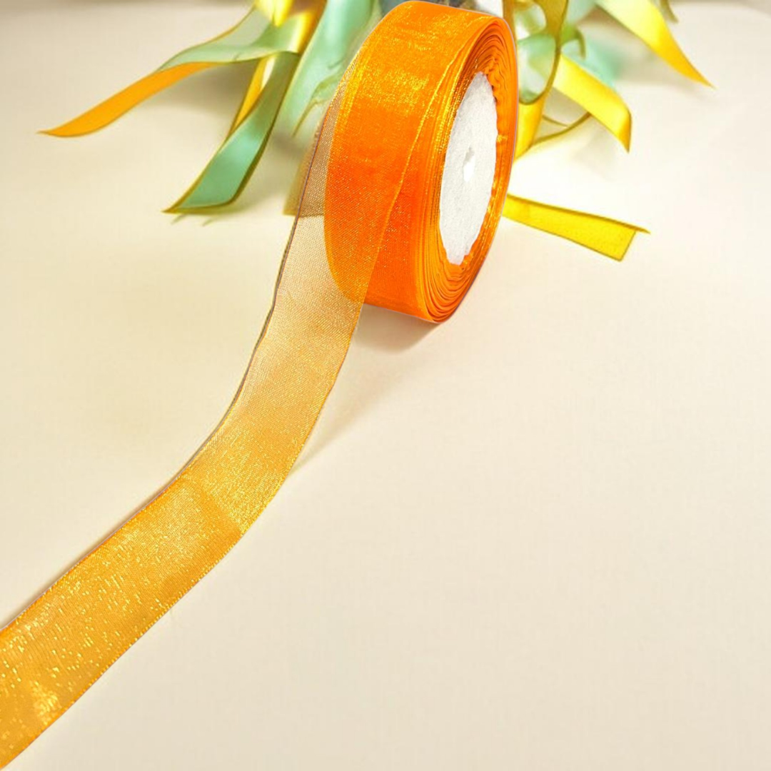 Premium organza Ribbon | size- 25 mm-| Length -30 mtr|Orange