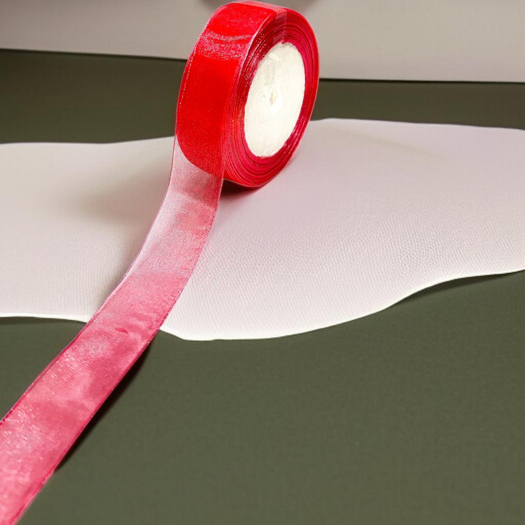 Premium organza Ribbon | size- 25 mm-| Length -30 mtr|Dark Red