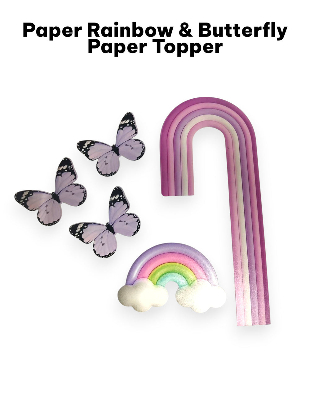 Paper Rainbow Topper Sets with Butterflies | Pack Of 6 pcs #Design 8