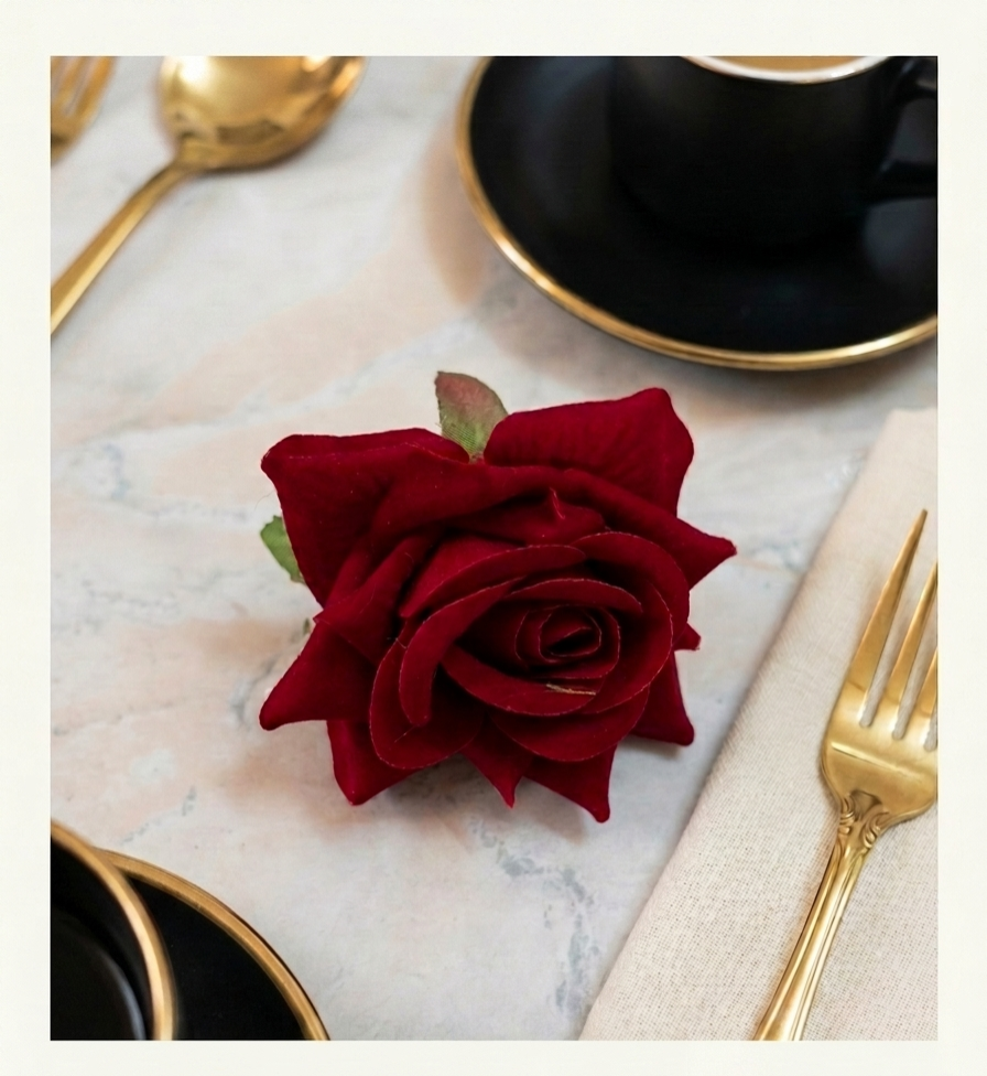 Rose Dark Red Artificial Flower pack of 10 PCS