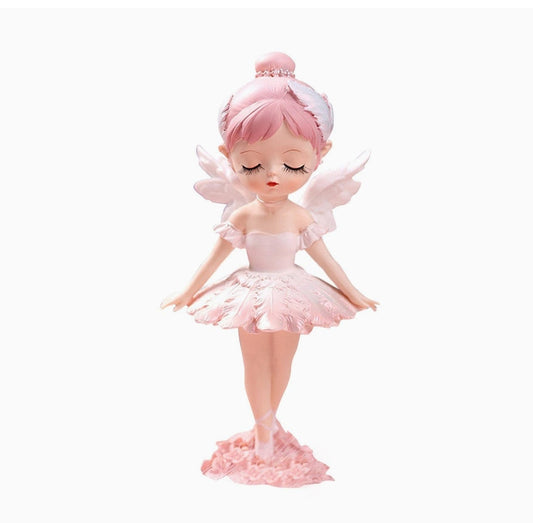 Ceramics Fairy Doll Cake Topper Standing With Embroidered Butterfly Wings