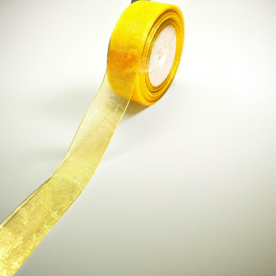 Premium organza Ribbon | size- 25 mm-| Length -30 mtr|Yellow