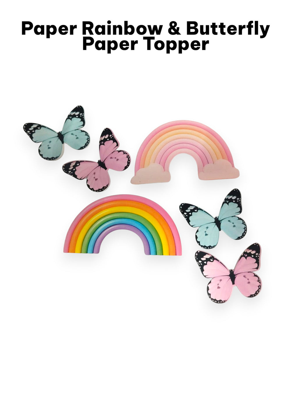 Paper Rainbow Topper Sets with Butterflies | Pack Of 6 pcs #Design 2