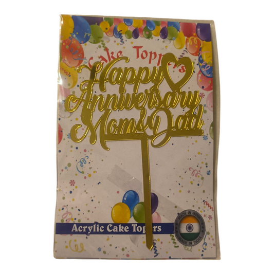 Acrylic Cake Topper, Happy Anniversary Mom & Dad #1
