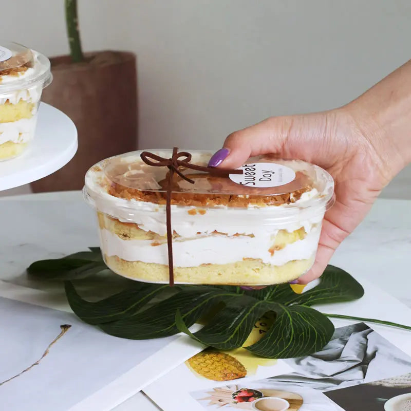 Plastic oval shape Dessert Tubs| Best For Pudding , Tiramisu , Mousse | 10 PC's pack