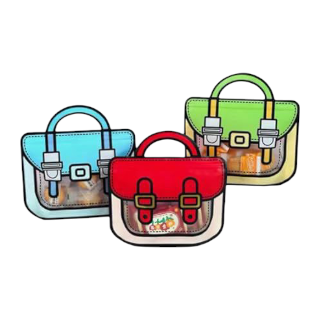 3D School Print Hamper Bag,Candy Cookies Zip Pouch ,Pack of 10 PC's Random Colour, Size 7×10 inch