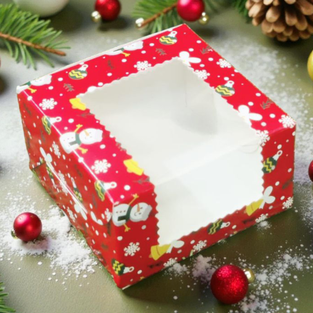 Brownie Box 1P Christmas Red - Size 3×3×2 |10 PC's pack