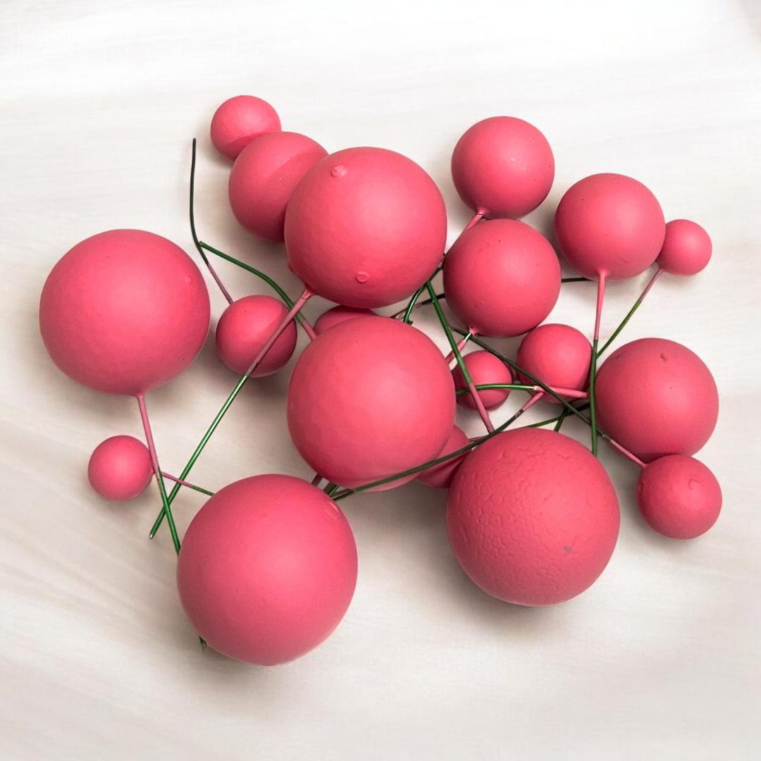 Matt Colour Faux Ball-|Dark Pink | Multisize| 20 PC's pack