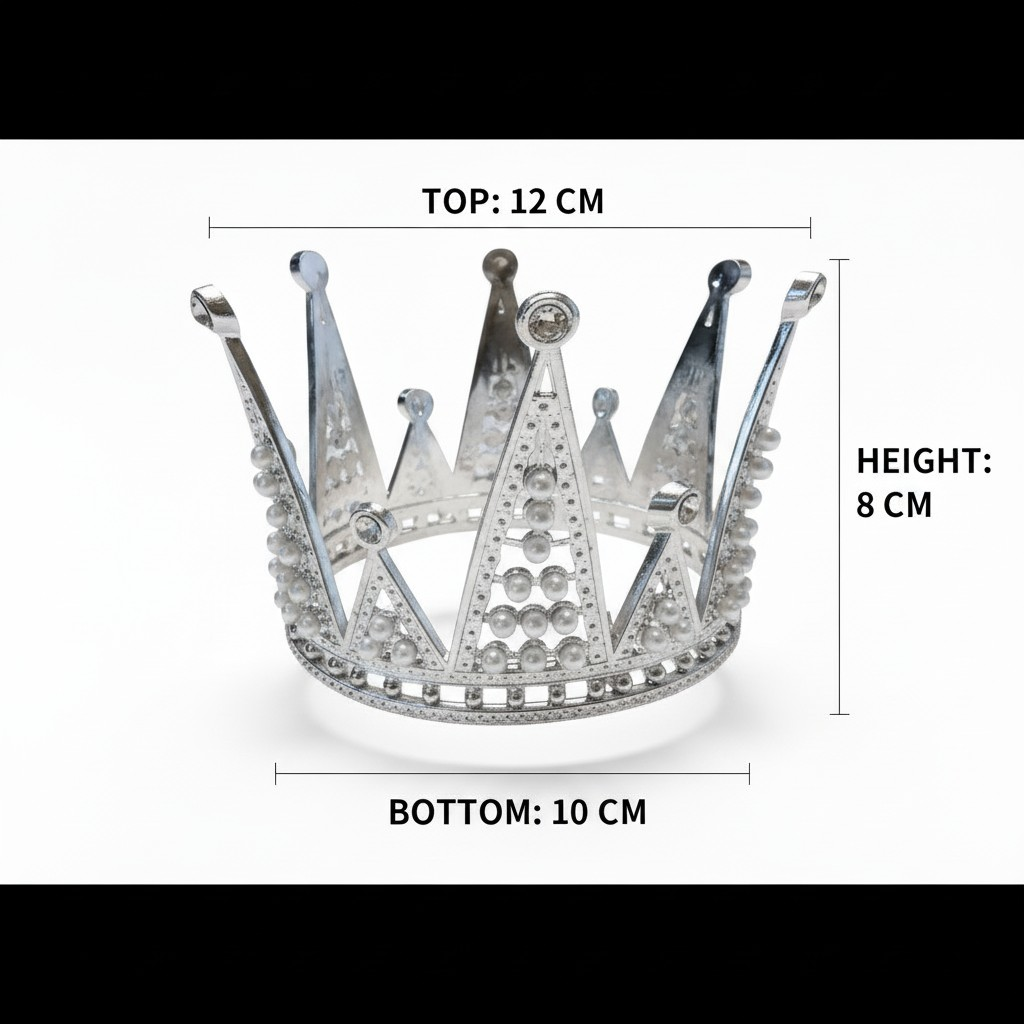 Plastic Cake Crown Pearl| Design No.F18 |Silver