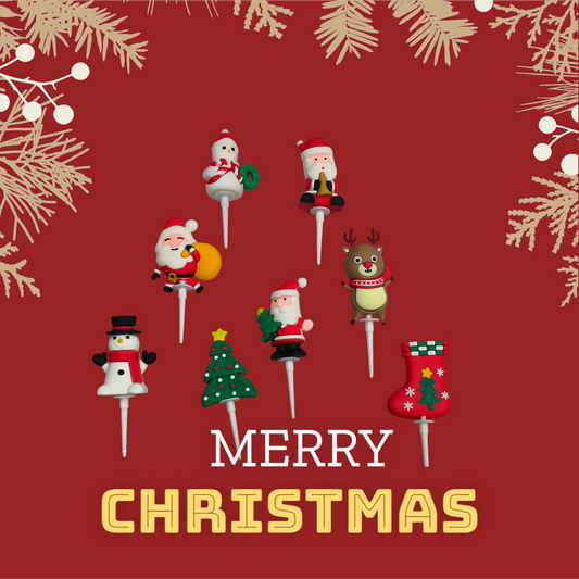 Christmas Santa Cake Toppers 8 PC's set
